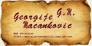 Georgije Macanković vizit kartica